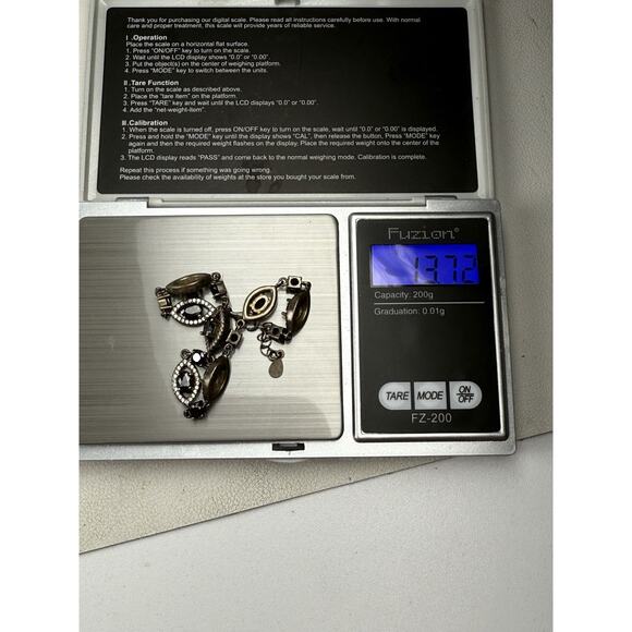 Black Stone Sterling Silver Bracelet 7"-8" - Picture 4 of 6